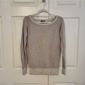 A.N.A. brown/tan striped long-sleeved lightweight sweater